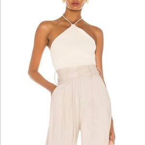 MUSIER PARIS Jonnie Top Cream Knit Top with Pearl Halter